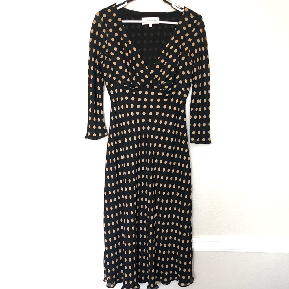 Black Dress with Beige Dots MIDI Dress